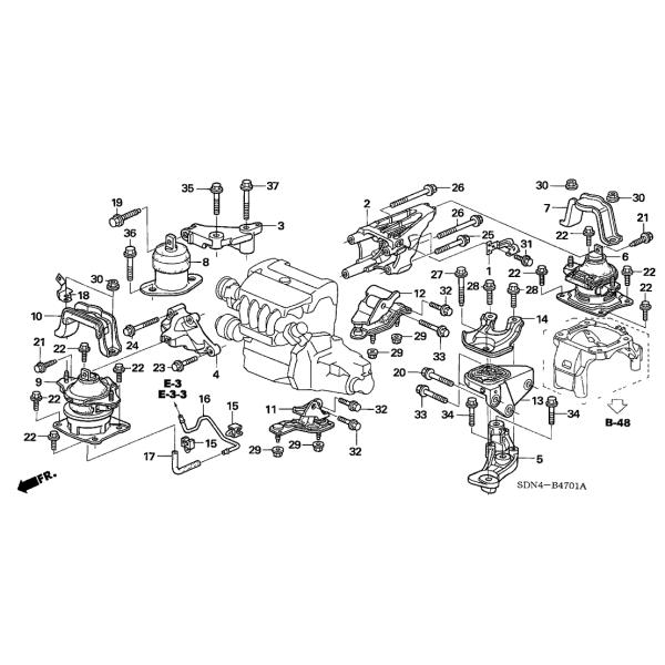 Honda Accord Rear Engine Mount , Black AT 2003 Honda Accord Motor Mount 