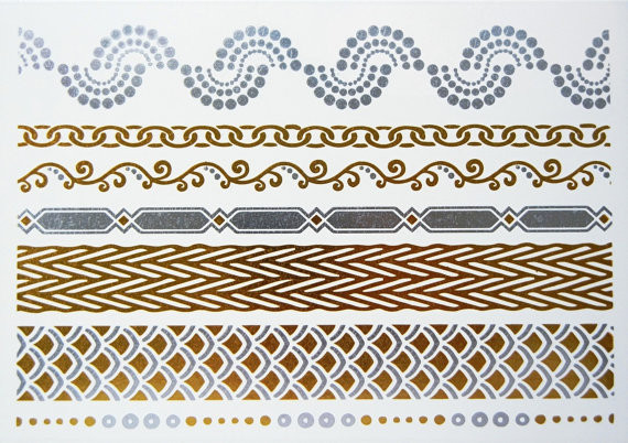 Metallic Jewelry temporary tattoo, flash tattoo, shimmer tattoo, gold tattoo