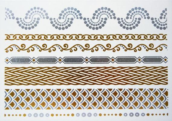 Metallic Jewelry temporary tattoo, flash tattoo, shimmer tattoo, gold tattoo