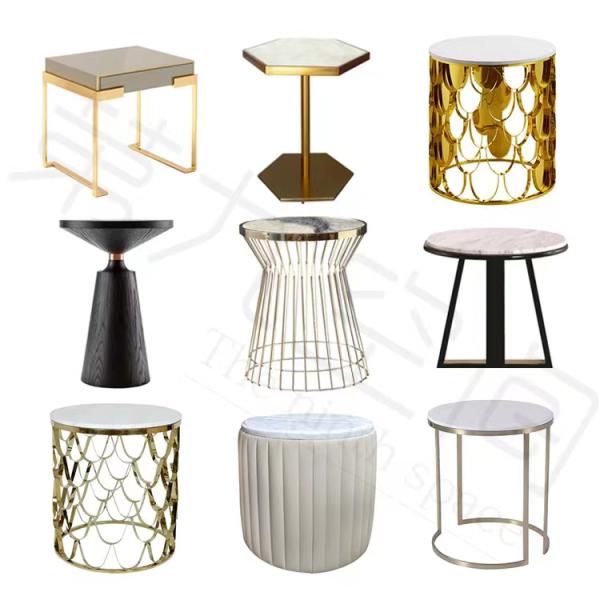 Versatile Upholstery Polygon Wire Table Rock Plate Table With Stainless Steel Gilt