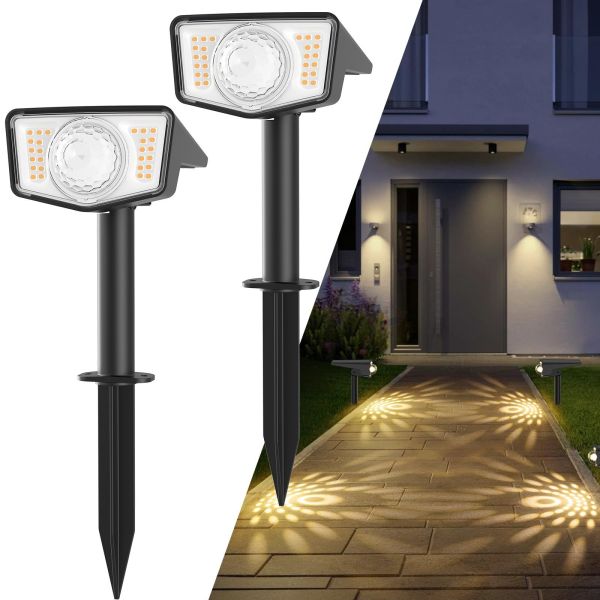 High conversion RGB colorful light  solar spot light outdoor courtyard wall lighting