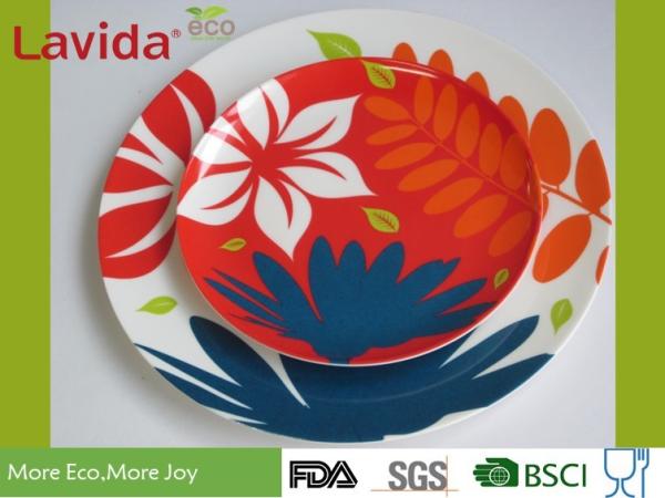 Colorful Garden Melamine Plates Bowls , 10/ 8 Shatter Proof Melamine Christmas Plates