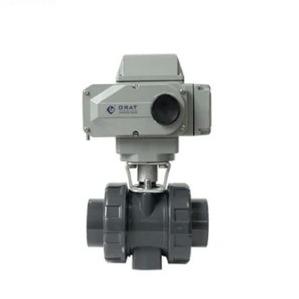DN10 - DN100 Electric PVC Double Union Ball Valve Straight Through Type