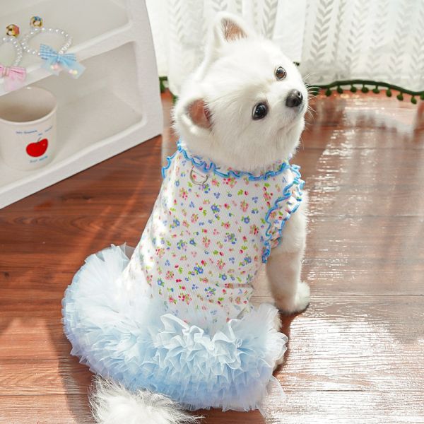 Summer Small Dog Party Costume Rainbow Machine Washable Dog Tutu Skirt