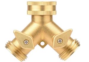 3/4 In Brass Water Hose Y Valve , JIS 2 Way Hose Splitter