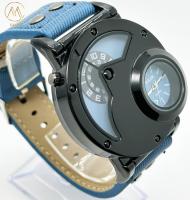 OEM double mouvement hommes montre de sport avec la boucle de crochet de bande en denim