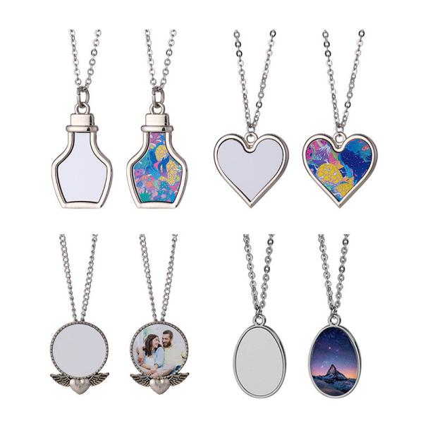 Oval Shape Sublimation Photo Necklace With Aluminum Insert Custom Photo Printing Sublimation Metal Necklace