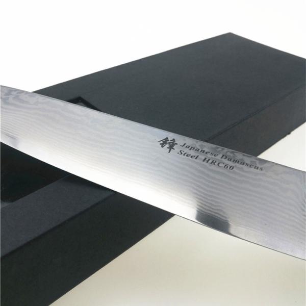 Facas de cozinha de Santoku Damasco, japoneses de madeira vermelhos do punho de Pakka que cozinham facas