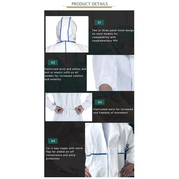 Sf Microporous Film Sms White Protective Coverall Bound Seams Taped Disposable