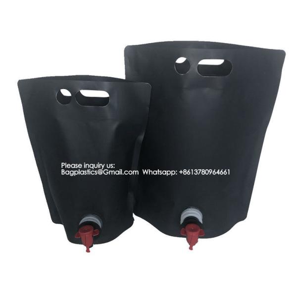 Spout Pouches Matte Black Aluminum Foil 2lier 4Liter Coffee Milk Oil Fruit Juice Wine Stand Up Drink Pouch With Tap