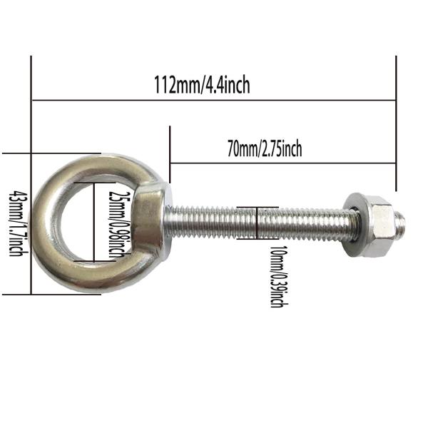 JIS Standard Corrosion-Resistant Stainless Steel Thread Lifting Ring Shoulder Eye Bolts 3/8