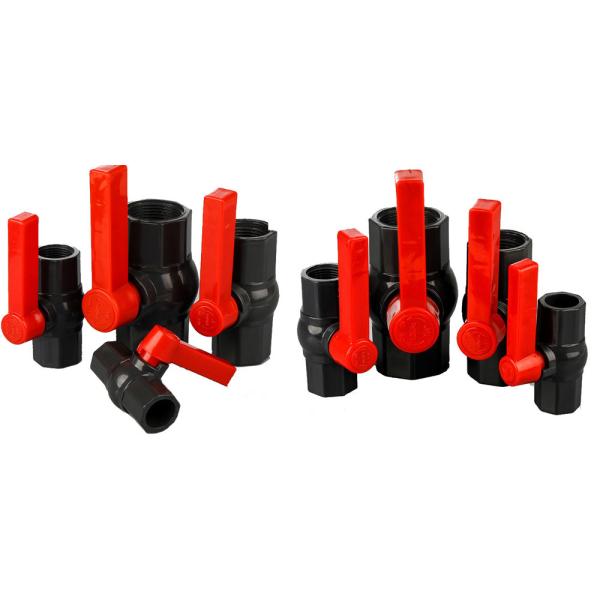 US 0/Piece PVC Красная рукоятка Материал Черный восьмиугольник Мужской и женский натяжной шаровой клапан
