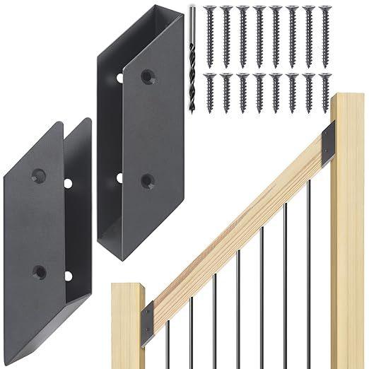 45° Ángulo de escalera de cubierta de acero inoxidable Conectores de corchetes de barandillas para barandillas de madera de 2x4 (actualmente 1,5x3,5)