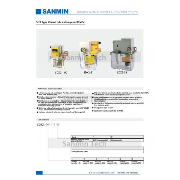SDX Thin Oil Lubrication Pumps Auto Grease Pump ISO9001 Certification