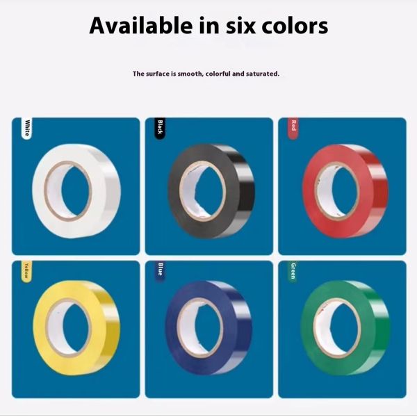 Large 19mm Rubber Adhesive Electrical Tape Single Sided Black Waterproof PVC Wire Insulation with Lead-Free Roll