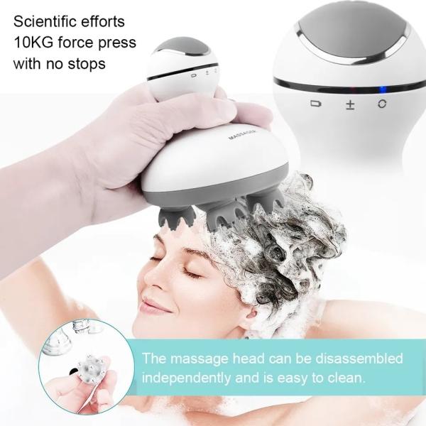 3D RejuvaWave Pro Smart Head Scalp Massager Wireless With Heat Therapy Relaxation Modes