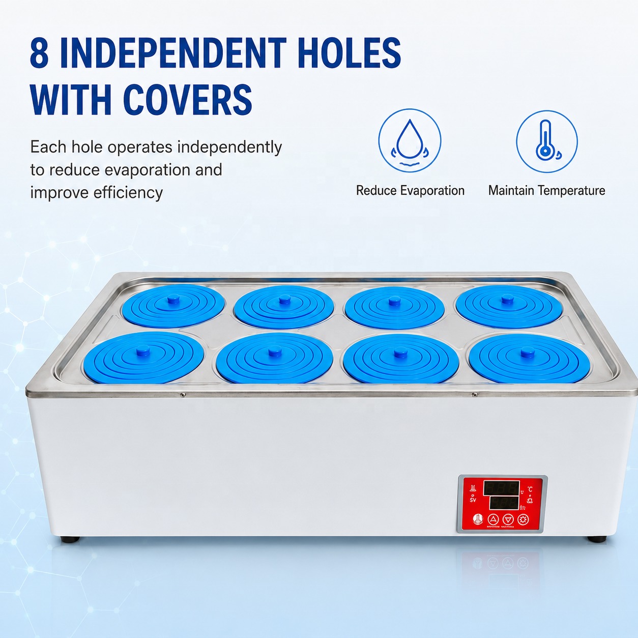 Cenlee Aquaculture Hygiene Education Lab Safe Heating HH-8 8-Hole PID Control 100°C Water-Shortage Protection Digital Water Bath