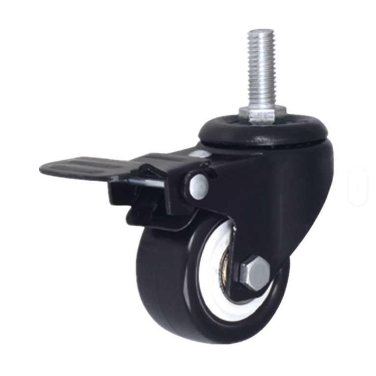 2-inch 50mm Box-packed Rotating Casters Double Brakes Heavy-load Capacity And Smooth Moving Top Plate Furniture-grade Black PVC Casters