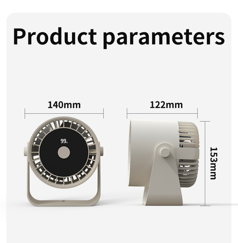 New Desktop Fan 3600 mAh Battery Wireless USB Small Desk Fan Rechargeable Portable Mini USB Table Fan