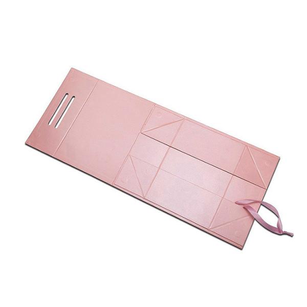 Luxury Pink Printed Magnetic Gift Boxes Ribbon Handle Custom Logo Rigid Cardboard Packaging For Clothing