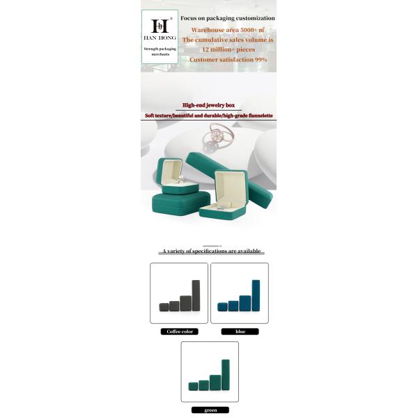 Package de bijoux Boîte à anneaux de collier en fer pour taille personnalisée Grade Hanhong Emerald