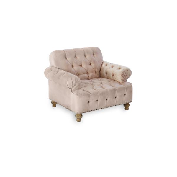 Pink velvet fabric nice design single wedding sofa event rental wooden furniture sofa armrest wing sofa