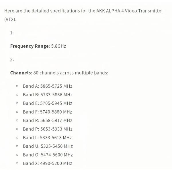 AKK Alpha 4 VTX 5.8G 4W 80CH 1w/2w/3w/4w Power Switchable Smart Audio FPV Video Transmitter for Drone