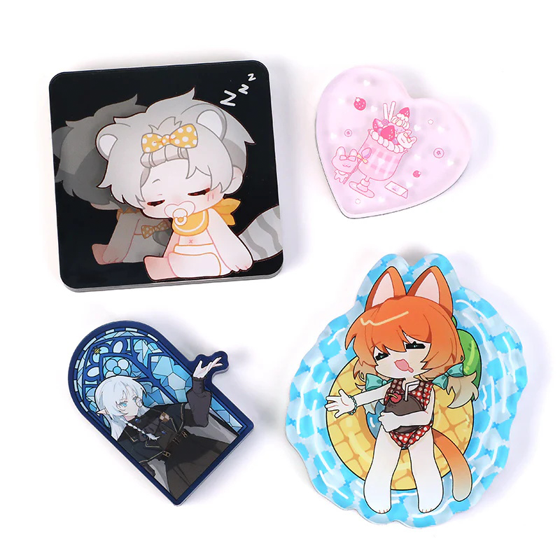 HAPPY GIFT Custom Manufacture Pet Design Acrylic Fridge Magnet  Cute Anime Customization Holographic Plastic Sticker