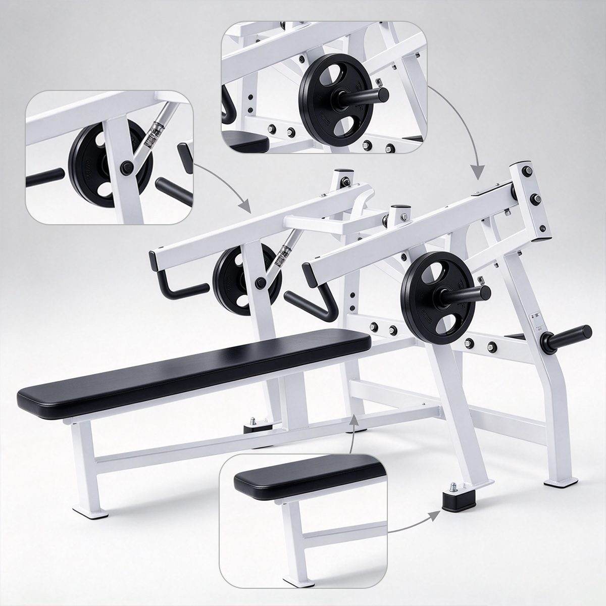 Lateral Horizontal Bench Press Machine Plate Loaded Steel Chest Equipment for Gym Strength Training