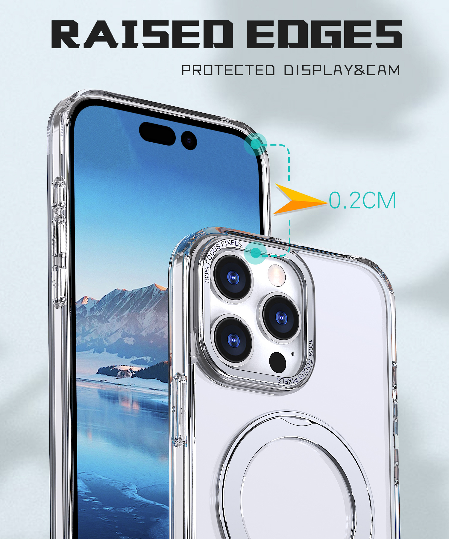 New Pivot Point Phone Case Magnetic Rotating Transparent Stand Glitter Case for IPhone16 Pro Max