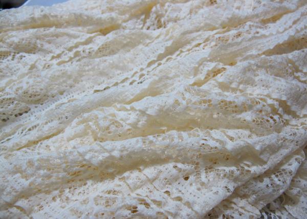 Eco-Friendly Stretch Lace Cotton Spandex Fabric , Beige Elastic Lace Trim CY-LW0220