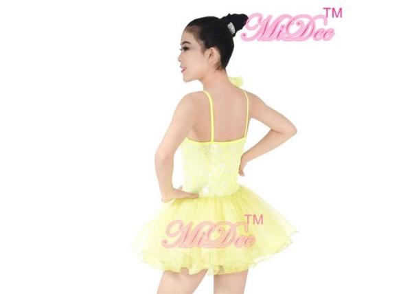 Sleeveless Ballet Dance Costumes Camisole Sequined One Shoulder Floral Tutu Dress