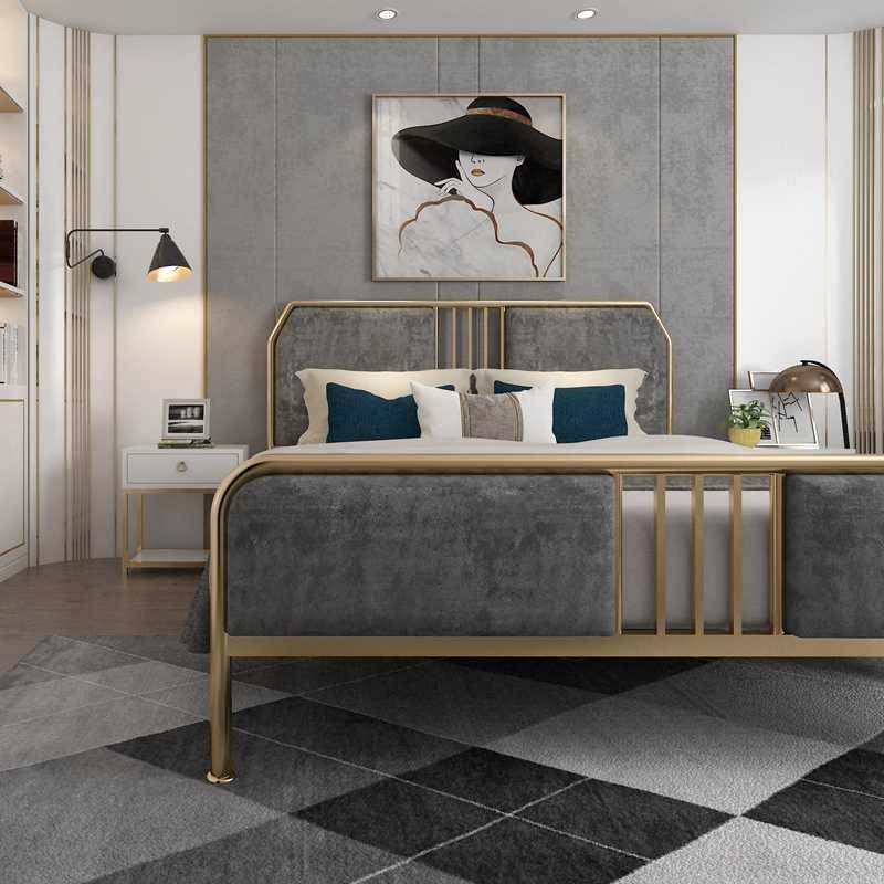Sophisticated Tufted Metal Bedroom Furniture Set with Display Stand and Bunk Bed