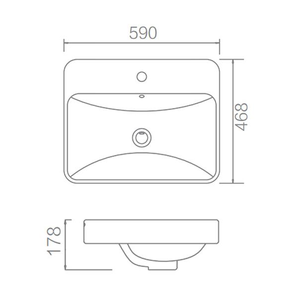 Столешница WC Washbasin таза тщеты Bathroom керамическая прямоугольная с поставкой фабрики тазов отверстия