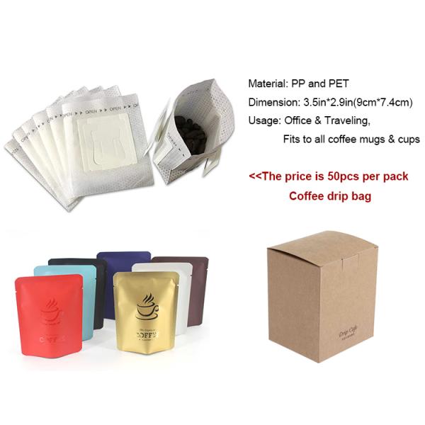 Non Ketene Kraft Drip Coffee Filter Bags Good Shrinkage