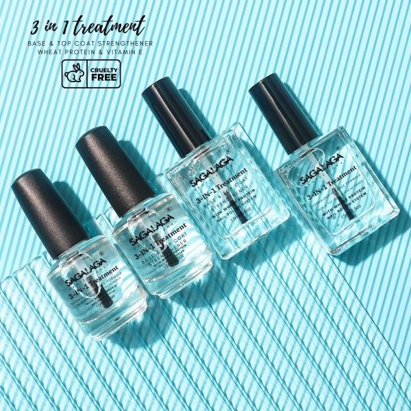 3 in 1 Nail Hardener Repair Strengthen for Damaged and Thin Nails Top&Base Coat