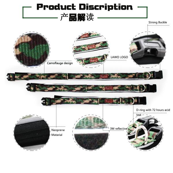 Luxury Pattern Reflective Big 	Nylon Dog Collars Products Pet Accessories Custom Dog Collar
