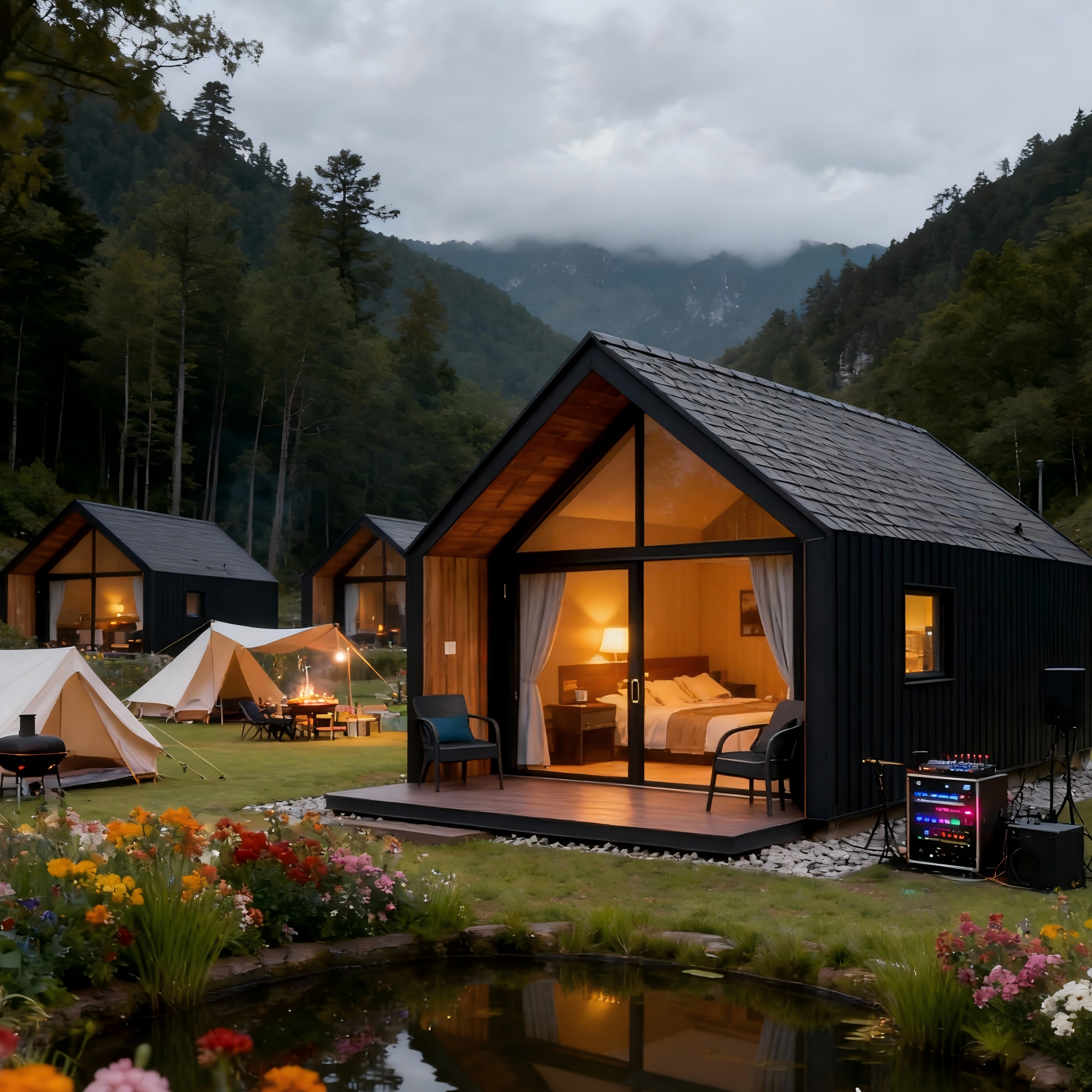 Durable Prefab Steel Structure House Waterproof Triangle Villa Resort Apartments Prefab Houses Modular Tiny House