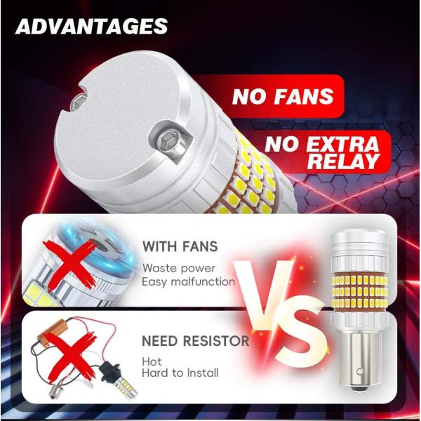 CANBUS LED Bulbs Built-in Resistor 3156 3157 3156K P27W T25 With 3014 LED Chips 27W 1000LM White Amber for 12V Turn Signal Light