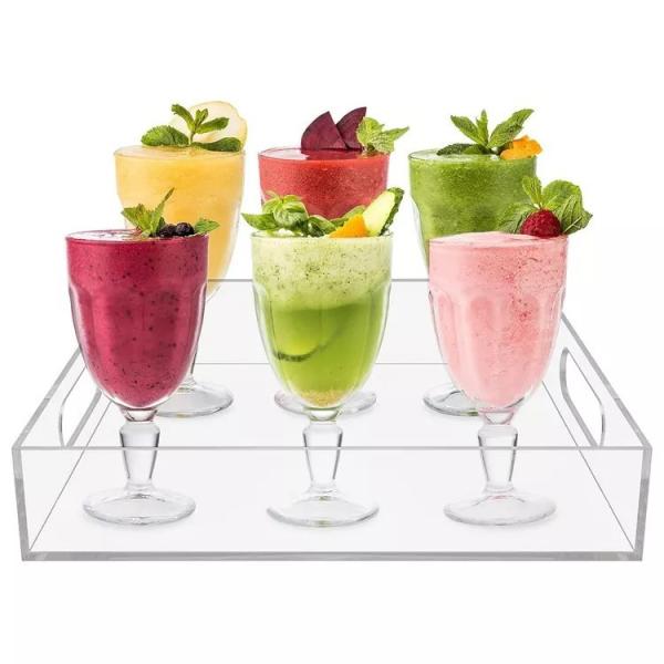 HOT SALE Acrylic Square Storage Tray Home Fruit and Snack Food Tray with Handles  Hotel Storage Container