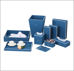 hotel leather sets blue / white pu compedium folder  for 5-star hotel guest supply