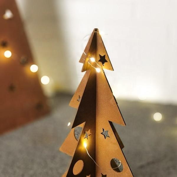 Decorações Rusty Corten Metal Christmas Trees contínuo do jardim com luz do diodo emissor de luz