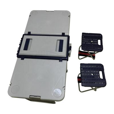 Factory price wholesale camping folding plastic picnic rolling table cooler box with table chairs
