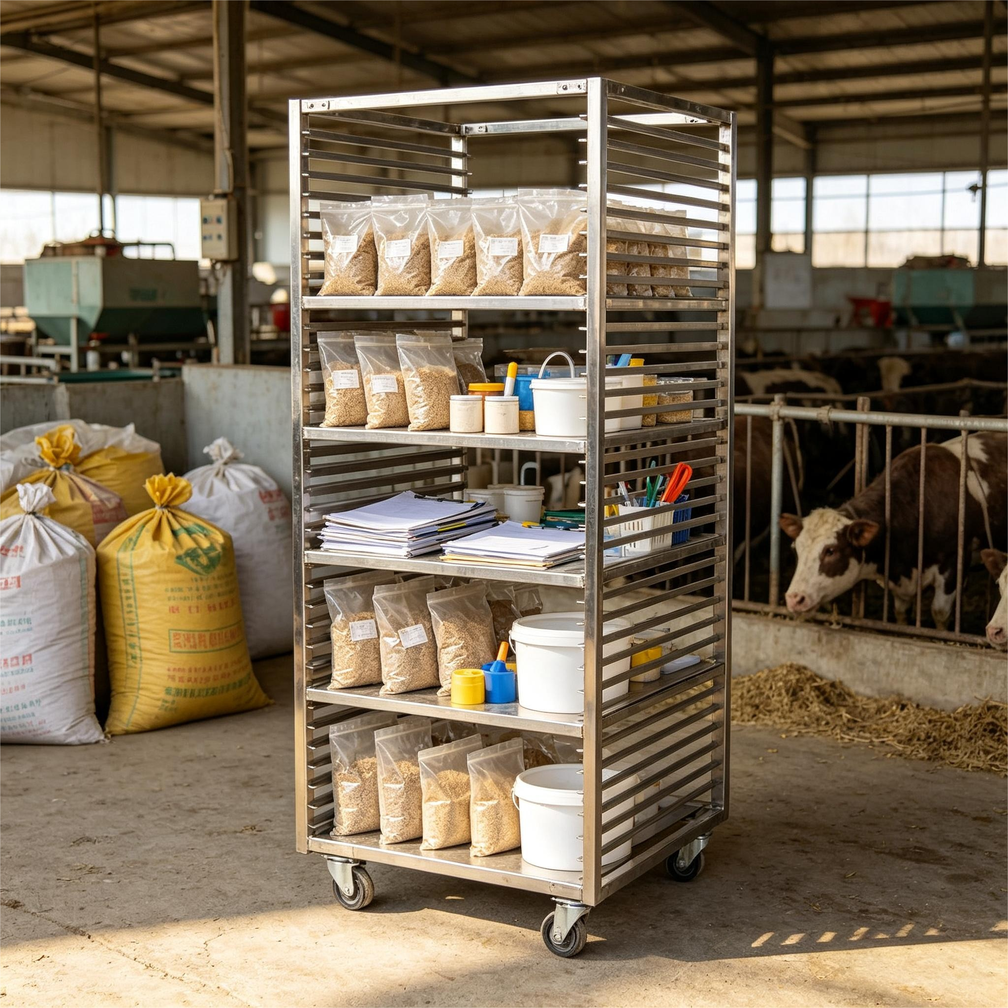 Customizable 10-40 Layer Stainless Steel Rack Trolley with Detachable Trays and OEM ODM Customization