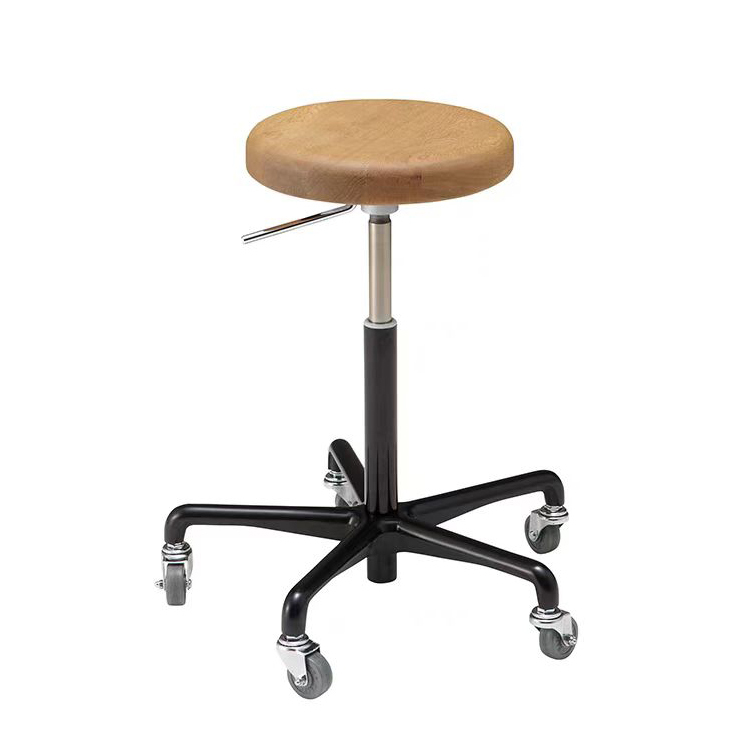 Metal Frame ESD Lab Chairs Adjustable Wooden Science Lab Stools Corrosion Proof