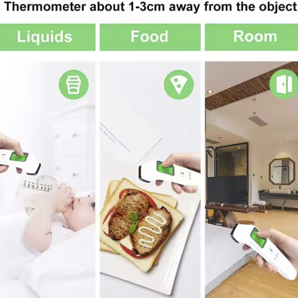 Digital Non Contact Accurate Infrared Forehead Thermometer With Three Color Backlight