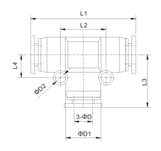 PUT - C Equal Tee Plastic Pneumatic Tube Fittings SMC Mini Type Black Colour