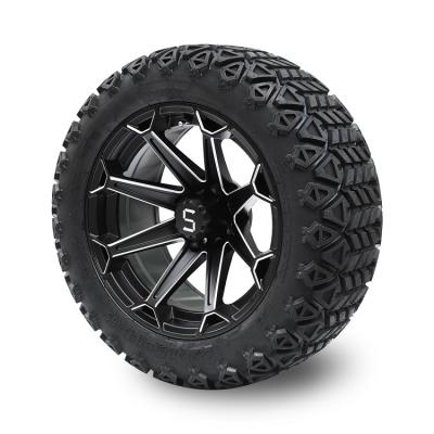 14 Matte Black Golf Cart Wheels feito à máquina e 22x10-14 DOT Tires fora de estrada