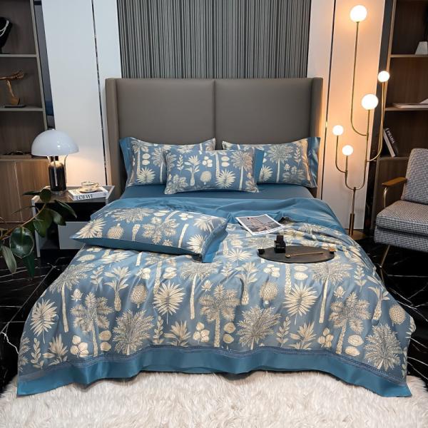 Stylish Tencel Modal Sheet Pillowcase Set with Embroidered Duvet Cover and Pillowcases