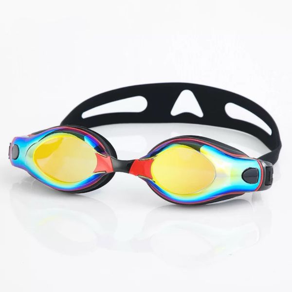 Anti-Fog Mirrored Coating Swimming Goggles with Adjustable Strap and Earplugs for Sports Training